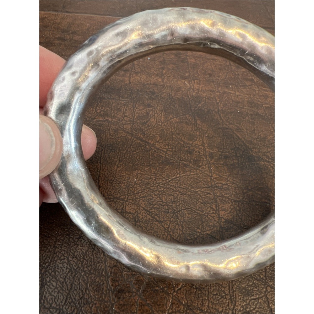 SILPADA Sterling Silver HEAVY Hammered OVAL CHUNKY BANGLE Bracelet .925 - Picture 8 of 12